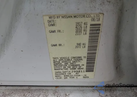 2018 Nissan Altima 2.5 S из США, поврежденный, VIN 1N4AL3AP7JC299811